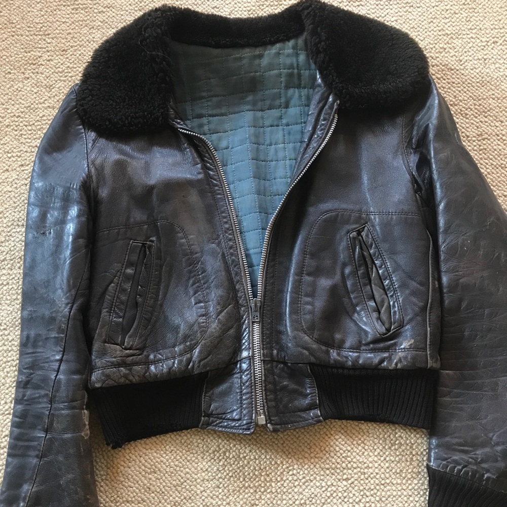 1960s vintage bomber jacket with fur collar